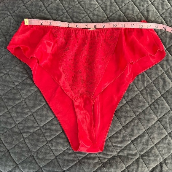 Victoria Secret Cami Set Medium Vintage Rare Gold Label pj Red Satin Tank E - Picture 9 of 11